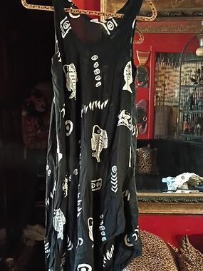 Exist Black Maxi Dress with White Fish Print